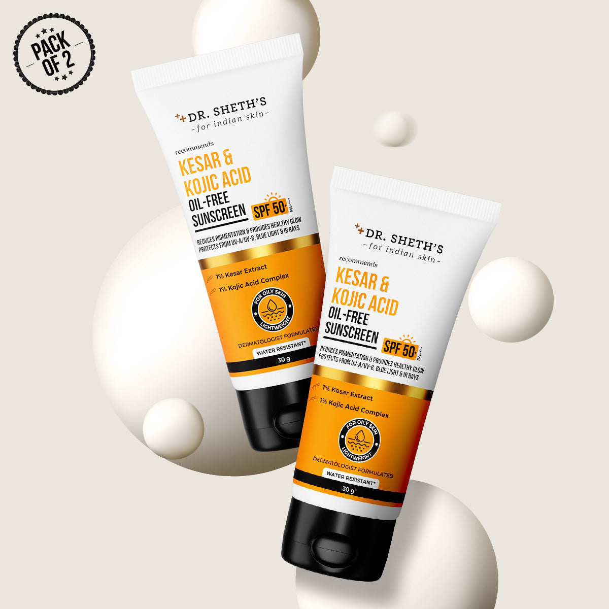 Kesar & Kojic Acid Oil Free Sunscreen - 30g (Pack of 2)