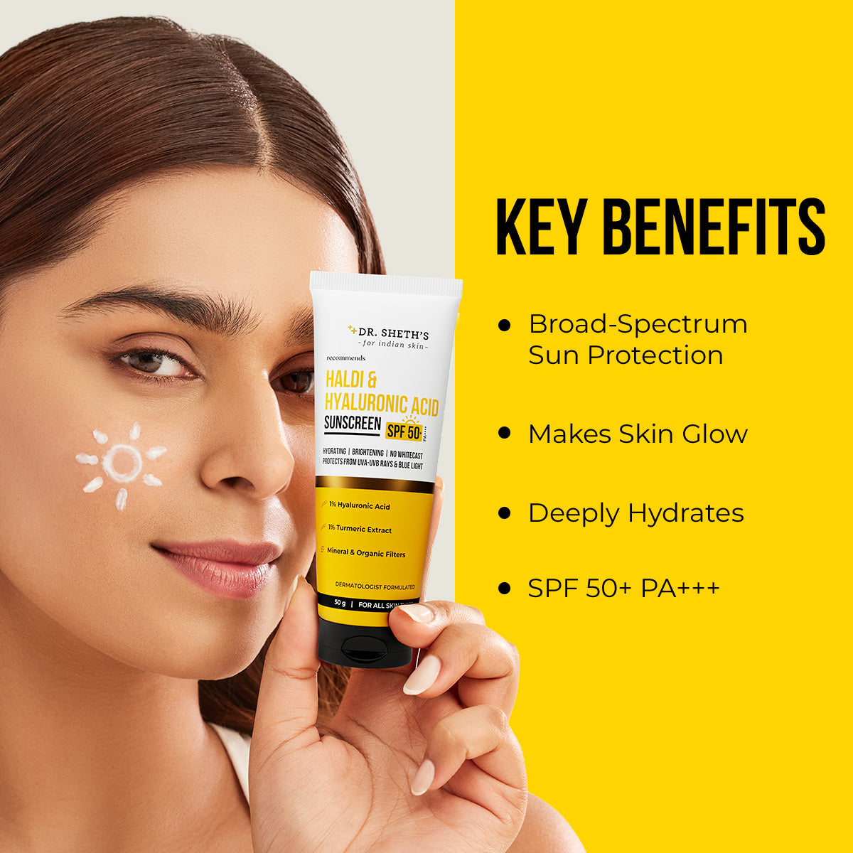 Haldi & Hyaluronic Acid Sunscreen - 50gm
