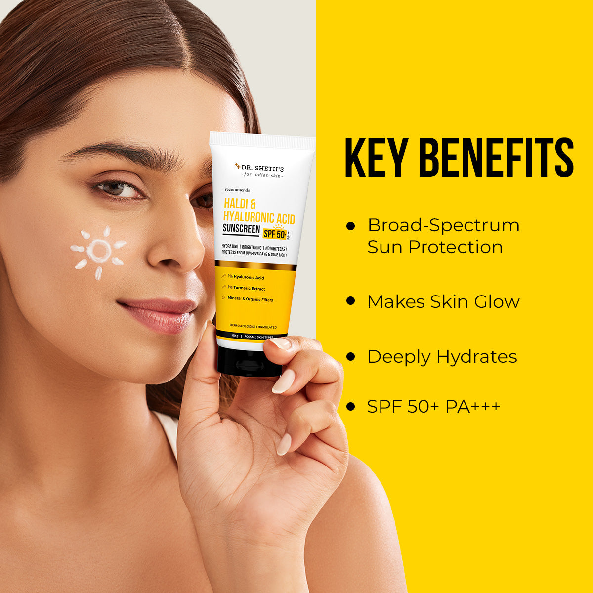 Haldi & Hyaluronic Acid Sunscreen - 80gm
