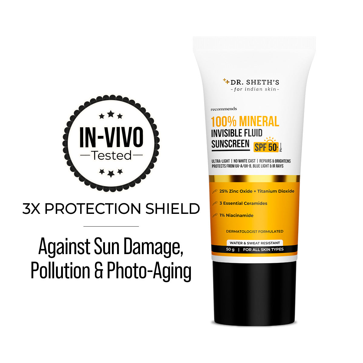 100% Mineral Invisible Fluid Sunscreen - 50g