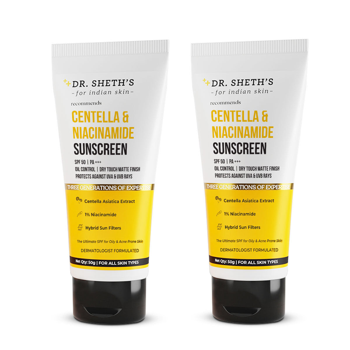 Centella & Niacinamide Sunscreen - 50g (Pack of 2)