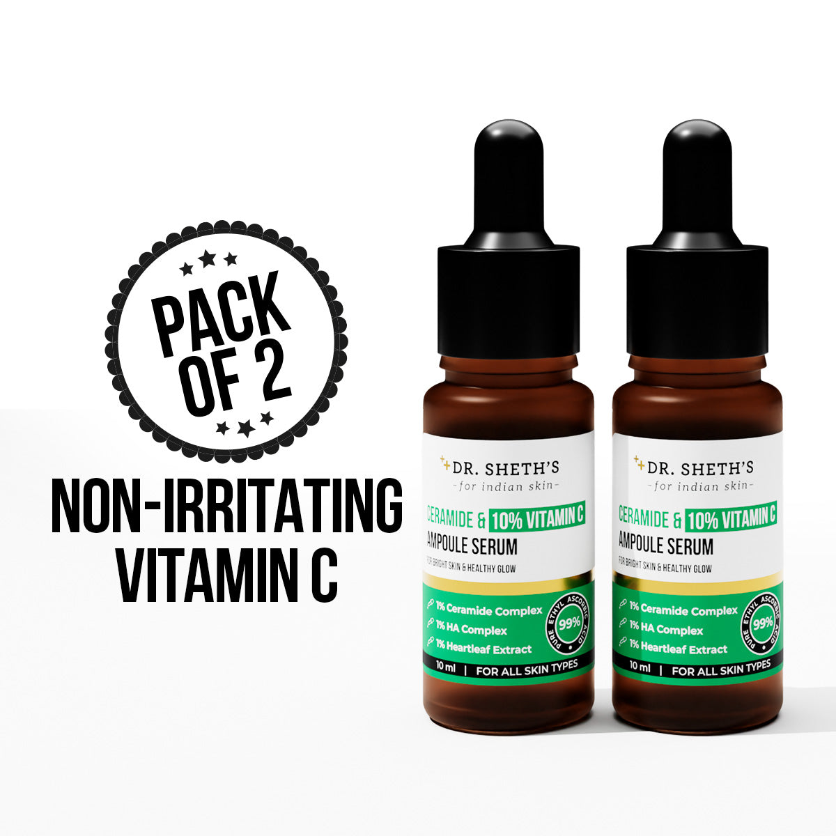 Ceramide & 10% Vitamin C Ampoule Serum - 10ml (Pack of 2)