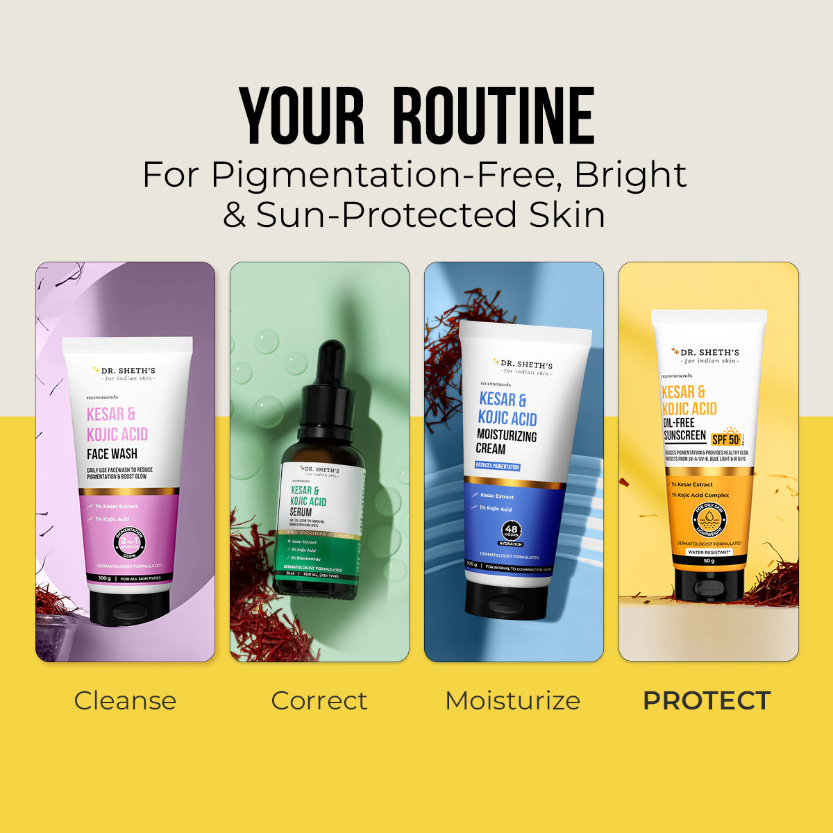 Kesar & Kojic Acid Oil Free Sunscreen - 50g In-Vivo Tested SPF 50+ PA ++++