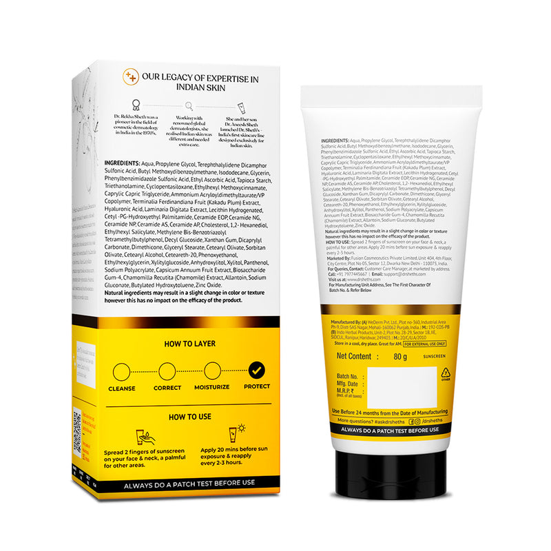 Ceramide & Vitamin C Sunscreen - 80 gm In-Vivo Tested SPF 50+ PA ++++