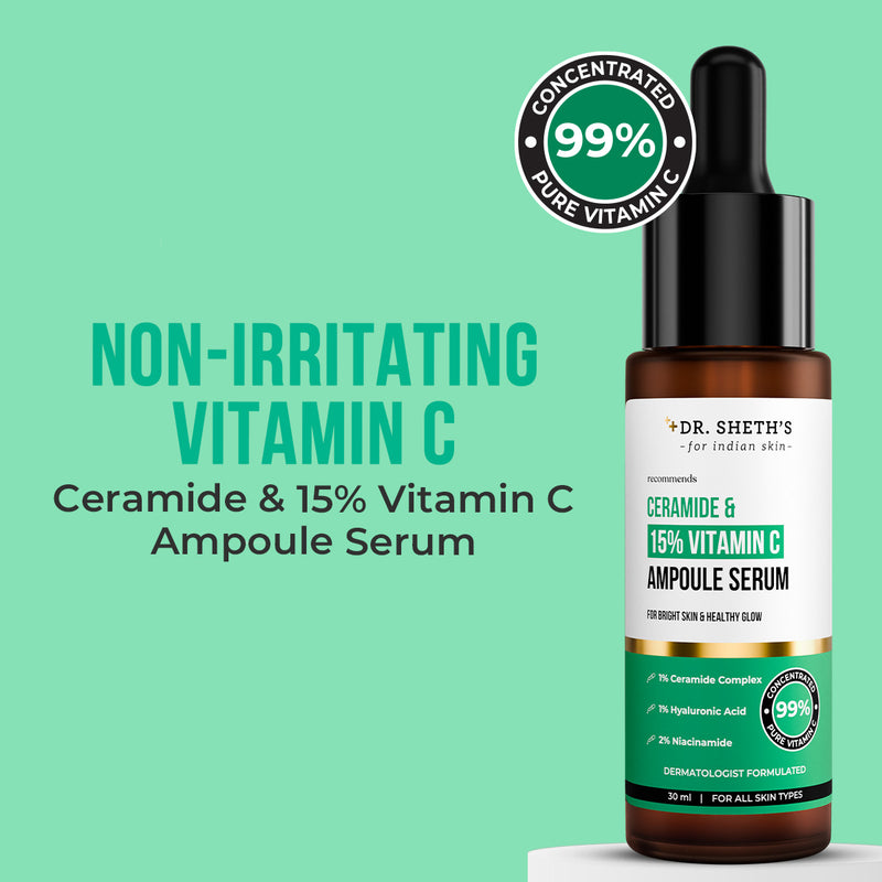 Non-Irritating Ceramide & 15% Vitamin C Ampoule Serum - 30ml