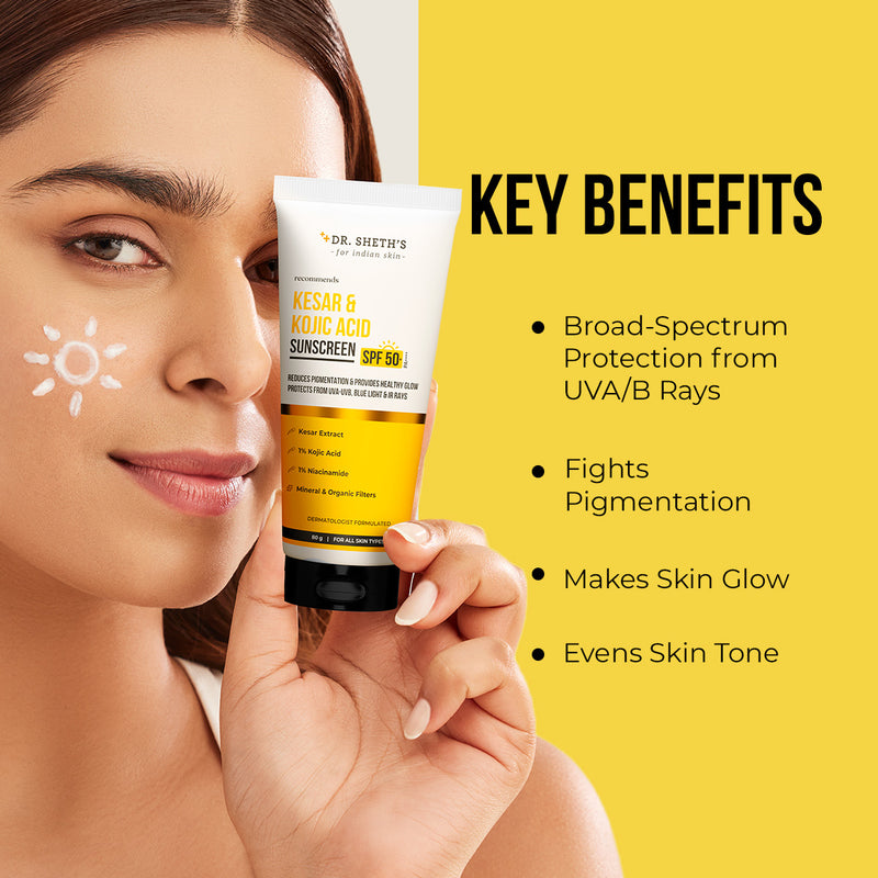 Kesar & Kojic Acid Sunscreen - 80g In-Vivo Tested SPF 50+ PA ++++