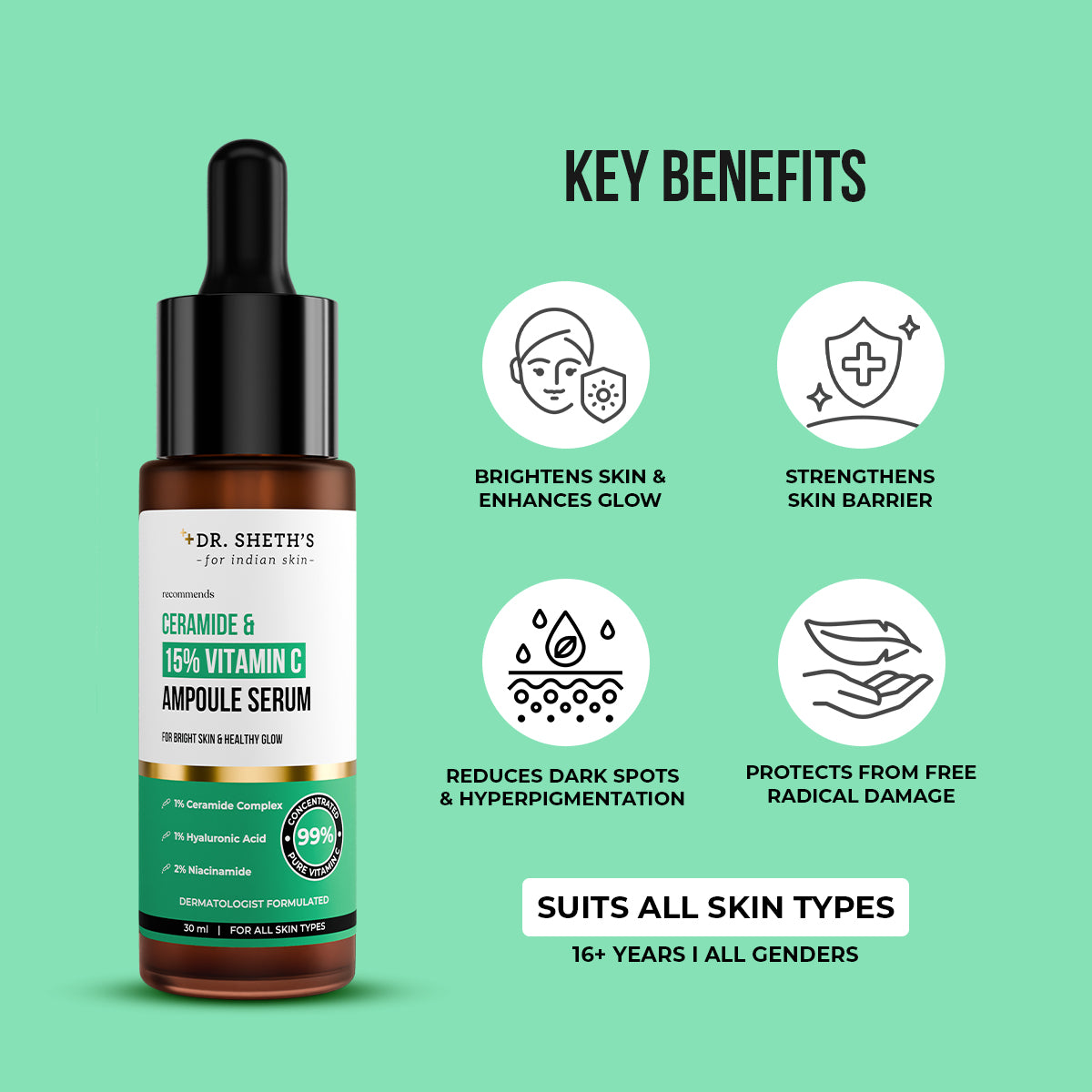 Dr. Sheth's Non-Irritating Ceramide & 15% Vitamin C Ampoule Serum