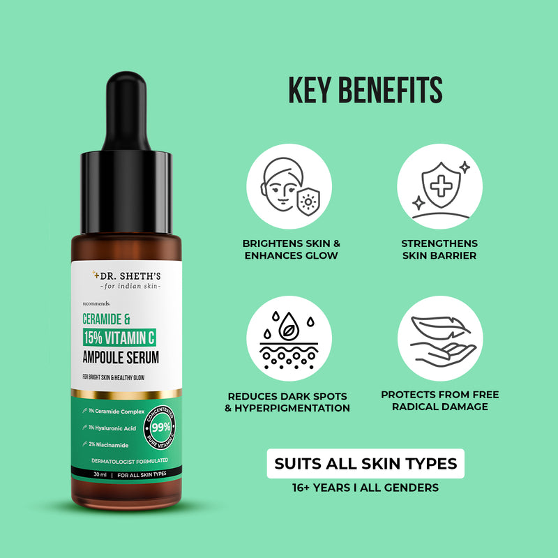 Non-Irritating Ceramide & 15% Vitamin C Ampoule Serum - 30ml