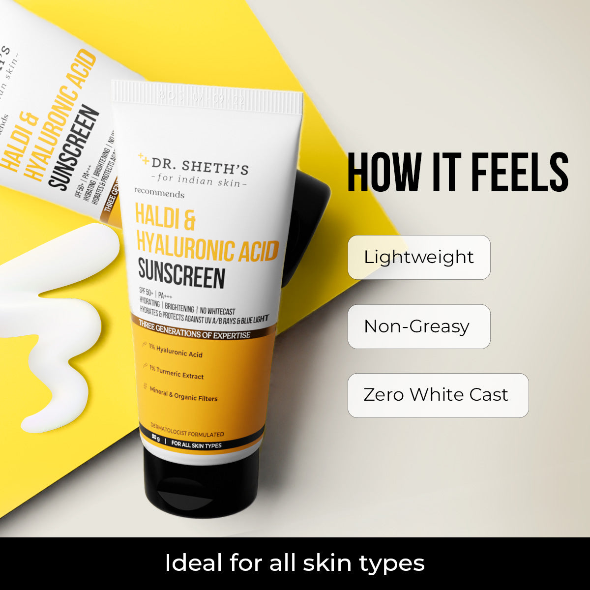 Haldi & Hyaluronic Acid Sunscreen - 80gm