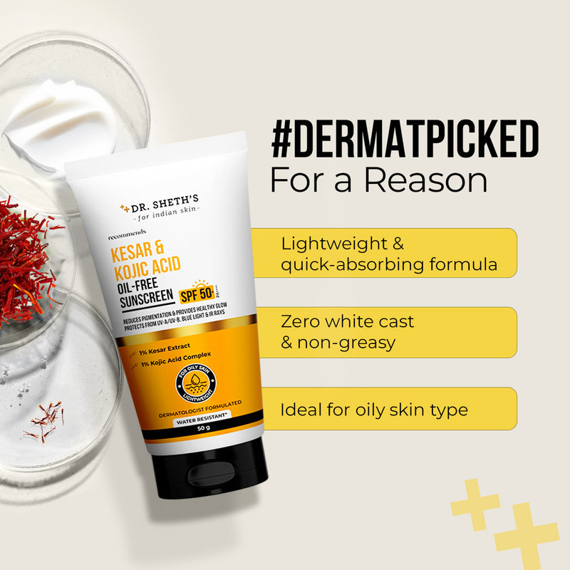 Kesar & Kojic Acid Oil Free Sunscreen - 50g In-Vivo Tested SPF 50+ PA ++++