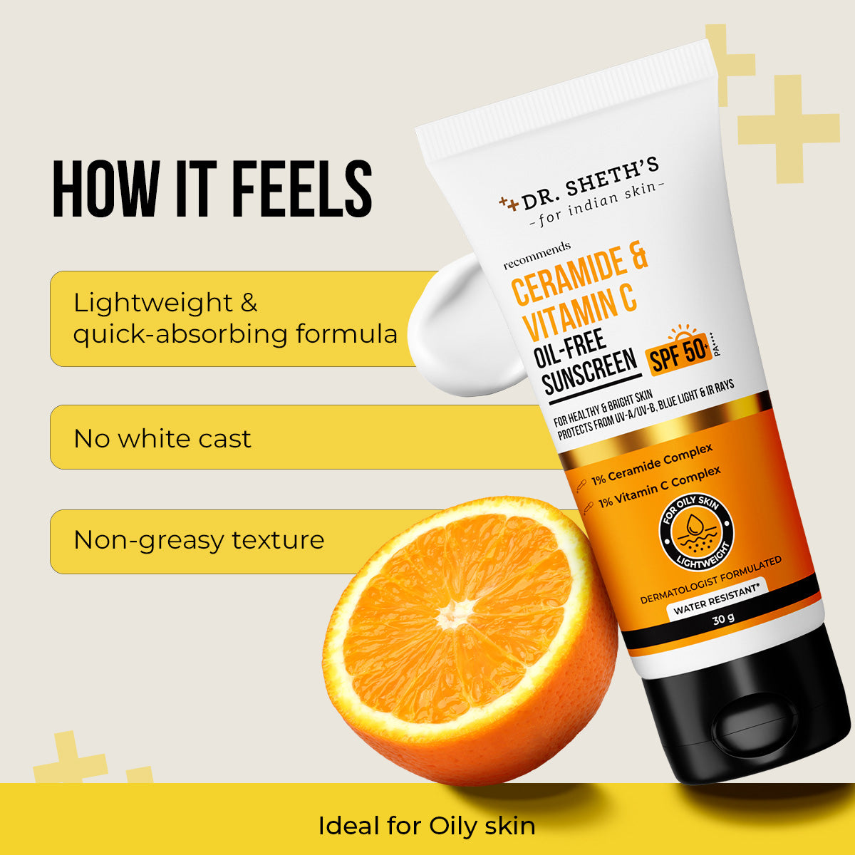 Ceramide & Vitamin C Oil Free Sunscreen - 30g (Pack of 2)