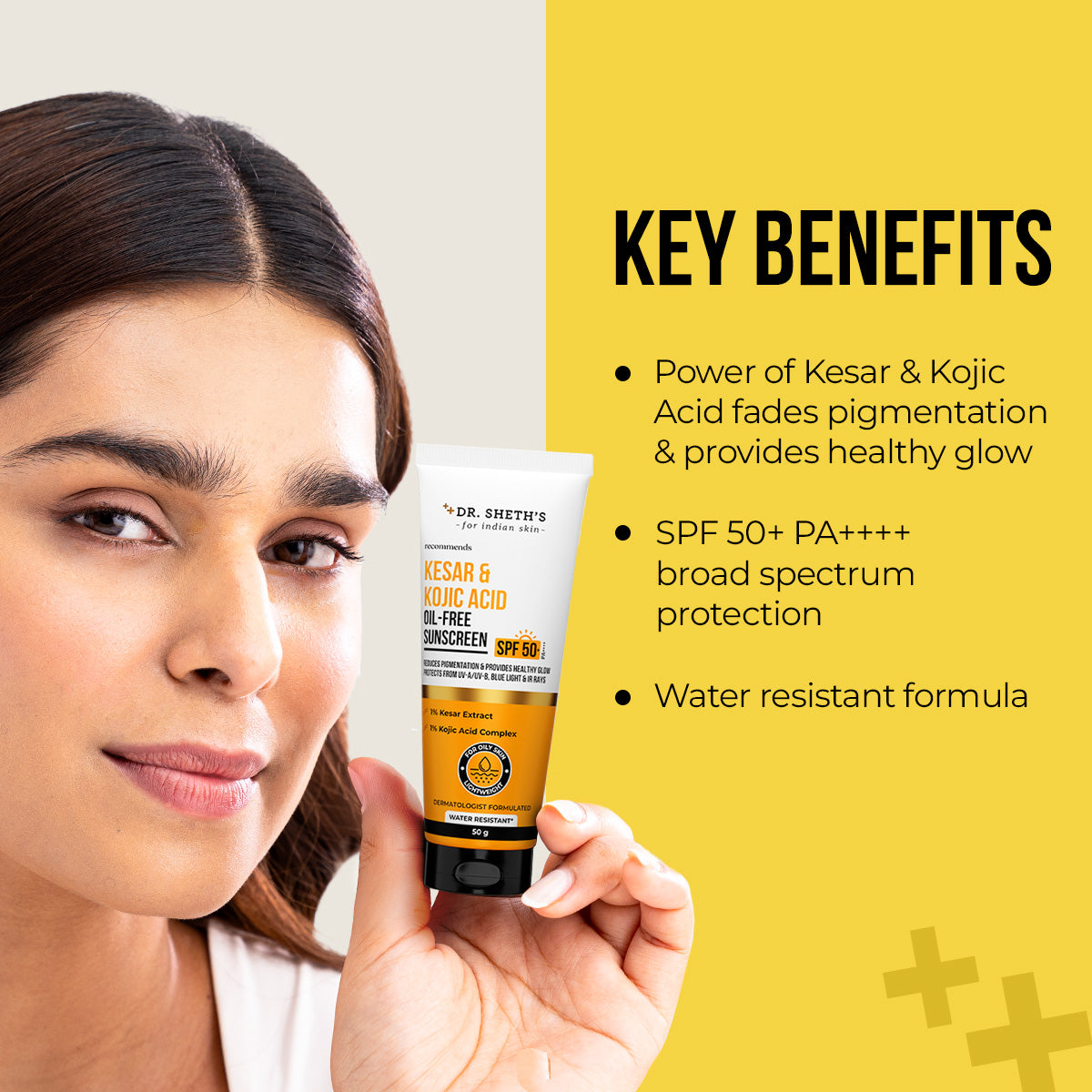 Kesar & Kojic Acid Oil Free Sunscreen - 50g In-Vivo Tested SPF 50+ PA ++++