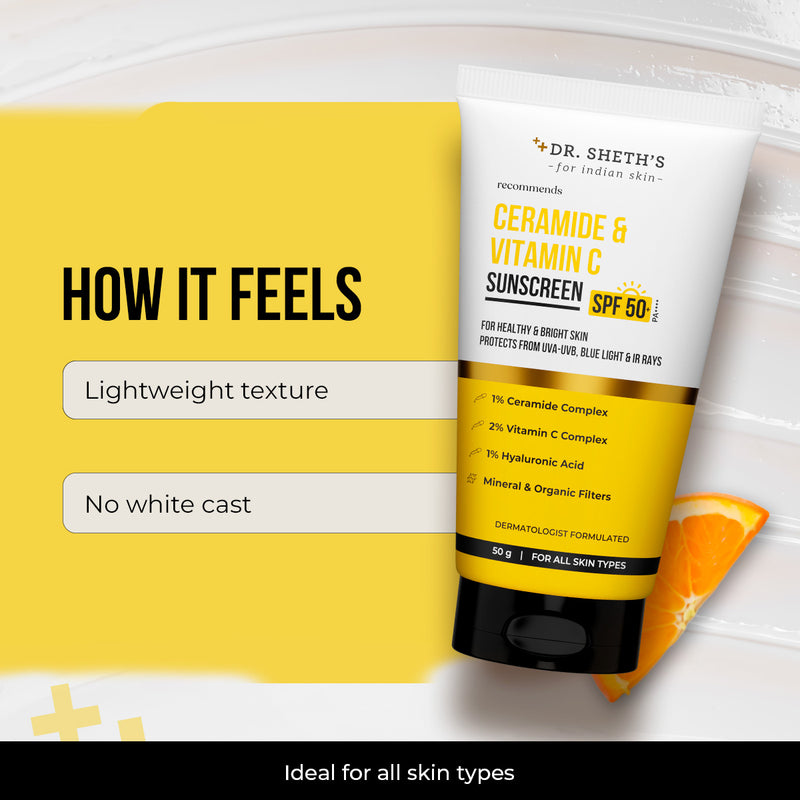 Ceramide & Vitamin C Sunscreen - 50 gm In-Vivo Tested SPF 50+ PA ++++