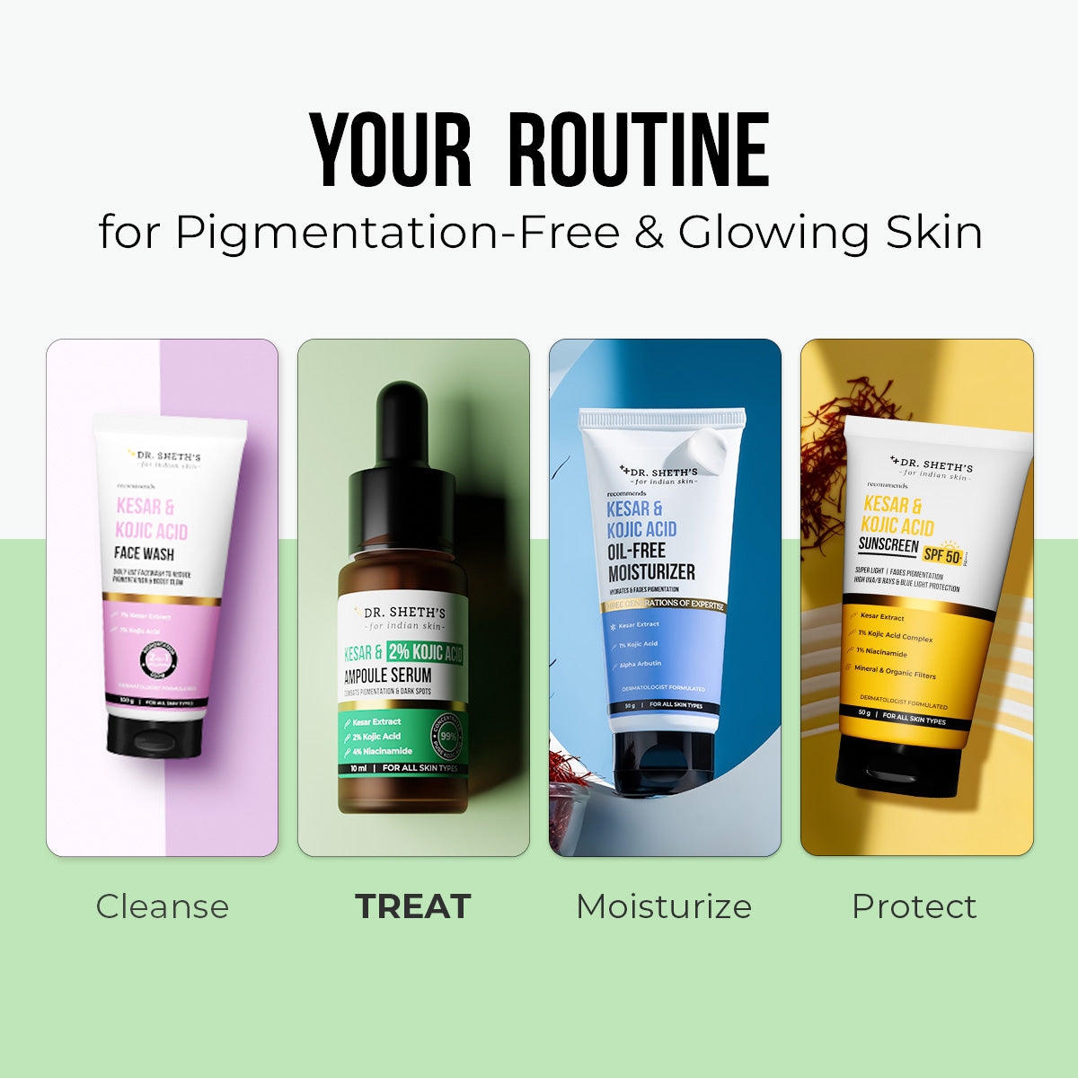 Kesar and 2% Kojic Acid Ampoule Serum - 10ml (Pack of 2)