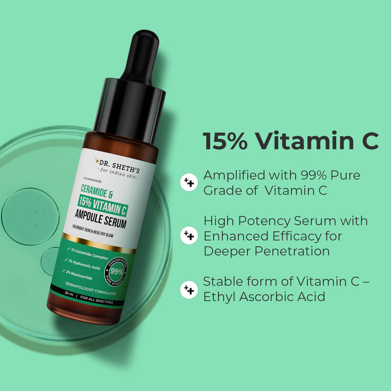 Non-Irritating Ceramide & 15% Vitamin C Ampoule Serum - 30ml