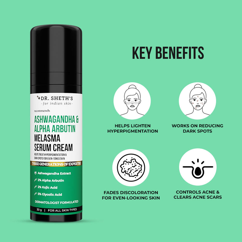 Ashwagandha & Alpha Arbutin Melasma Serum Cream - 30g