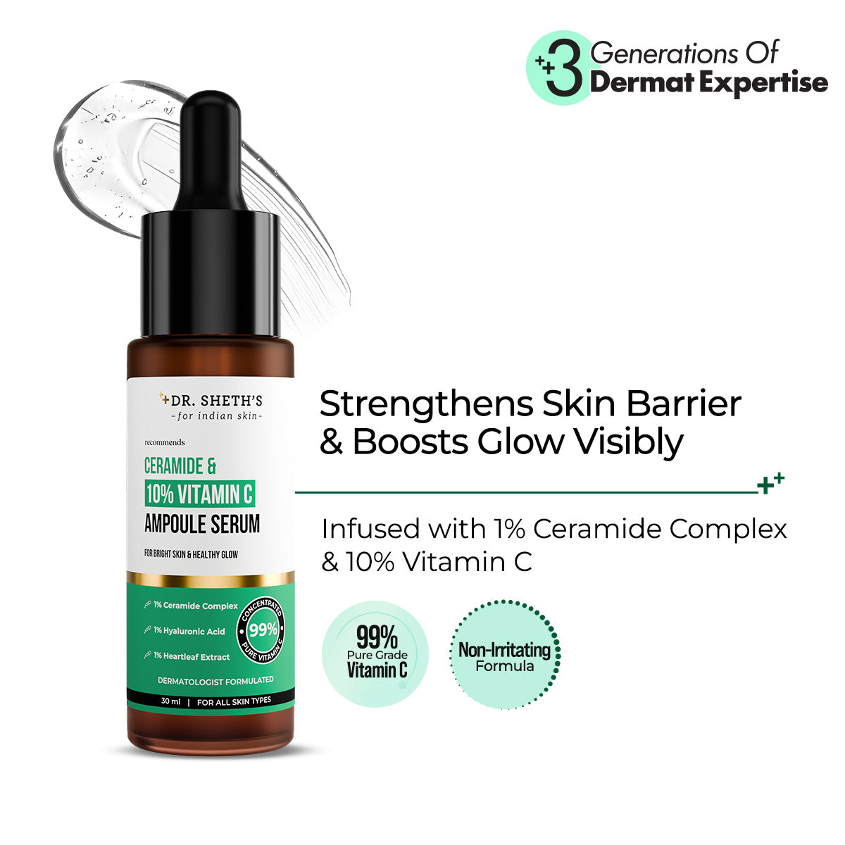 Non-Irritating Ceramide & 10% Vitamin C Ampoule Serum - 30ml