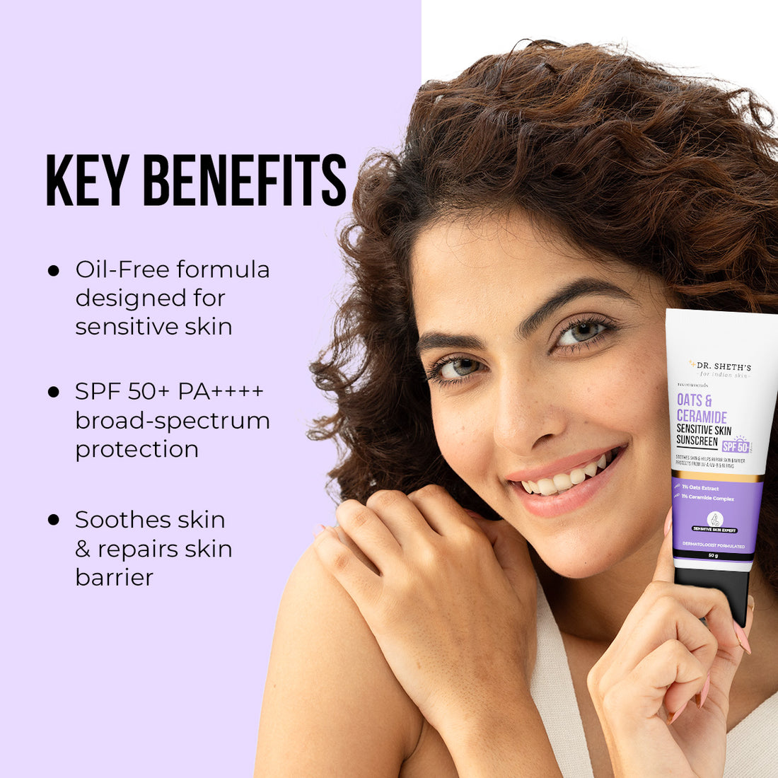 Oats & Ceramide Sensitive Skin Sunscreen - 50g – Dr Sheth's