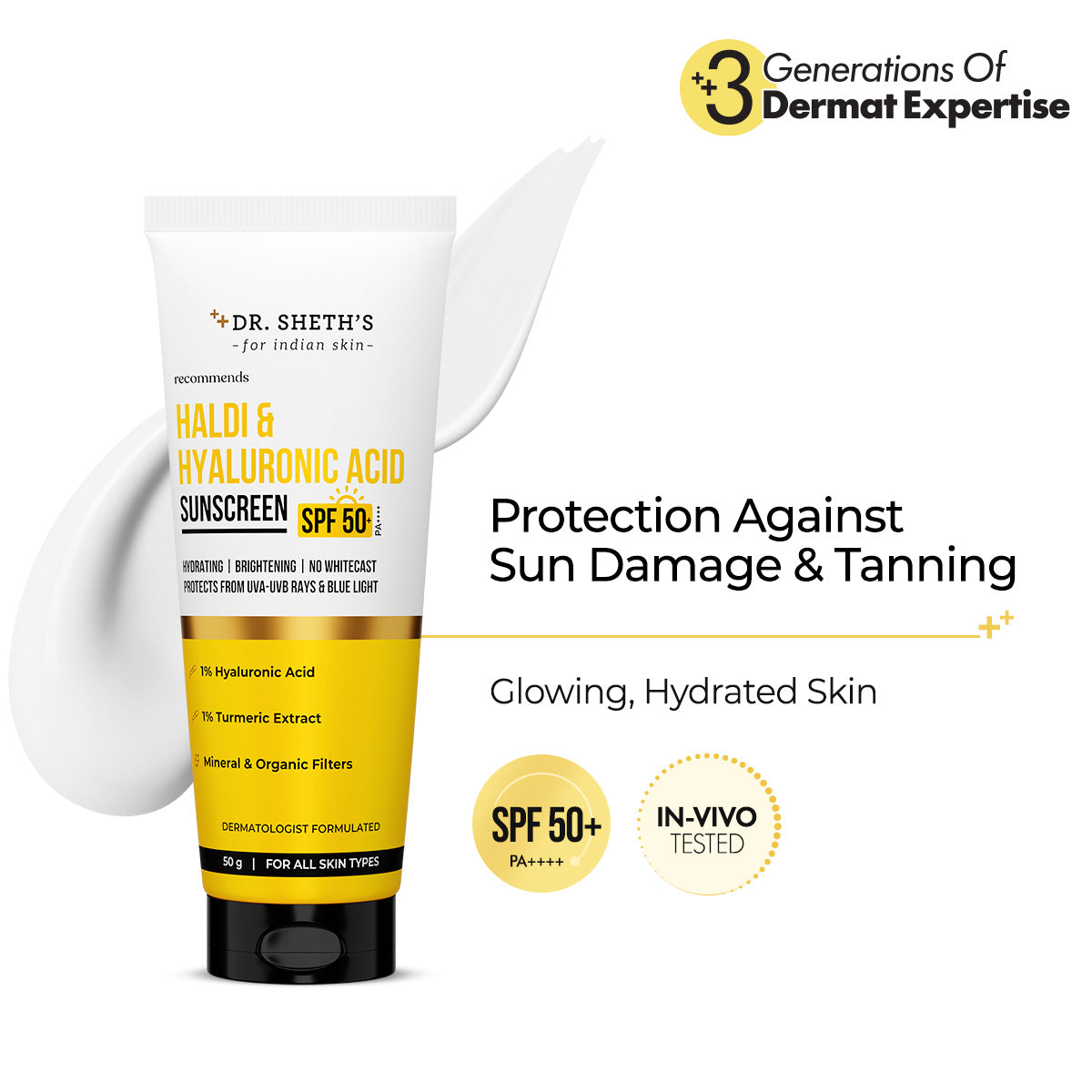 Haldi & Hyaluronic Acid Sunscreen - 50gm