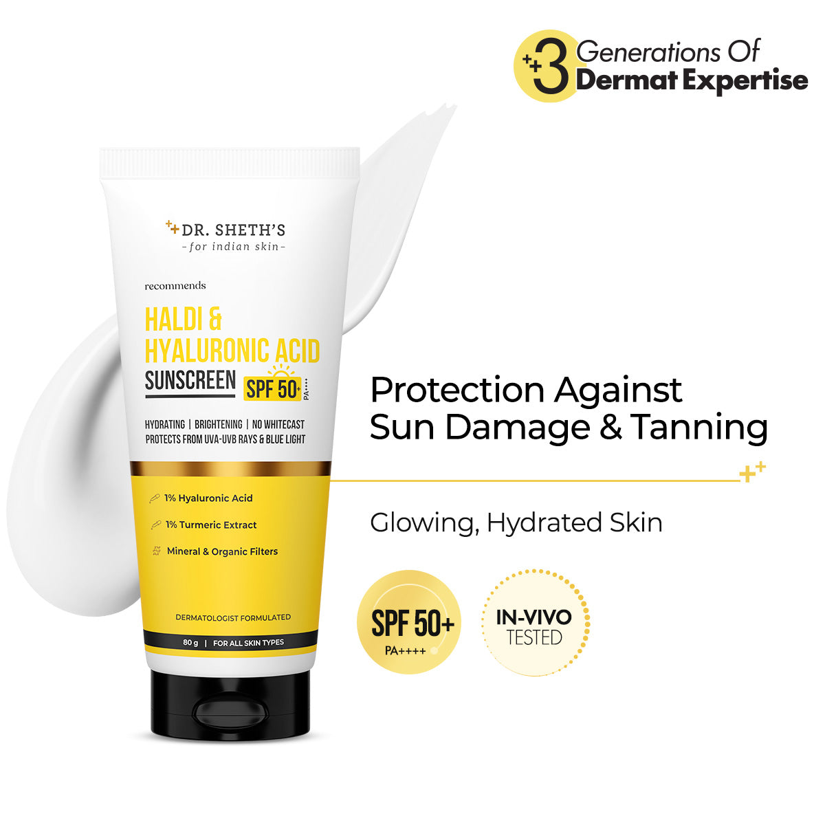 Haldi & Hyaluronic Acid Sunscreen - 80gm