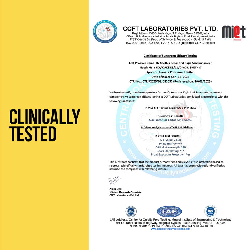 Kesar & Kojic Acid Sunscreen - 50 gm In-Vivo Tested SPF 50+ PA ++++