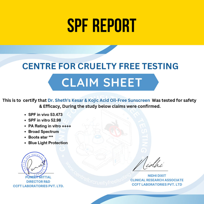 Kesar & Kojic Acid Oil Free Sunscreen - 50g In-Vivo Tested SPF 50+ PA ++++